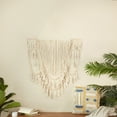 thumbnail image 2 of DecMode White Cotton Handmade Intricately Weaved Macrame Wall Decor with Beaded Fringe Tassels, 2 of 8