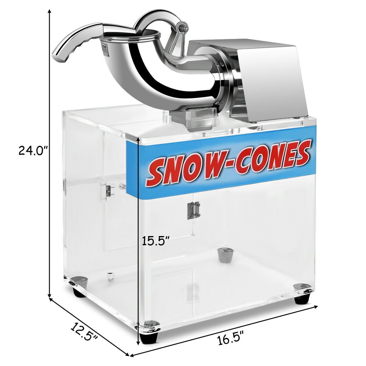Stainless Steel Electric Snow Cone Machine Ice Shaver Crusher Shaved Shaving Maker w/Acrylic Case for Home Vendors Fast-food Stores Snack Bars Cafes School Canteens Restaurants Carnivals Banquets 