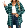 thumbnail image 5 of Tsivenald Womens Plaid Flannel Shirts Casual Roll up Long Sleeve Boyfriend Button Down Checkered Shirt, 5 of 7
