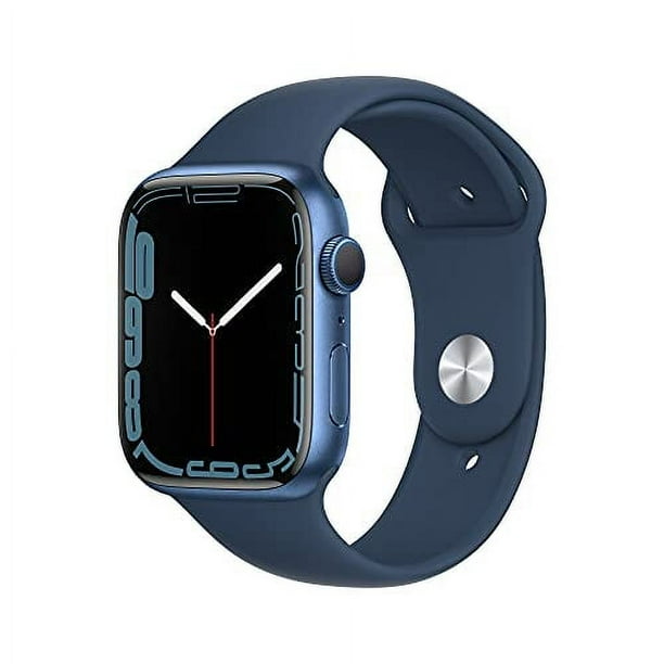 Apple Watch Série 7 GPS, Boîtier en Aluminium Bleu 45mm avec Bande Sport Bleu Abyss - Regular(New-Open-Box)