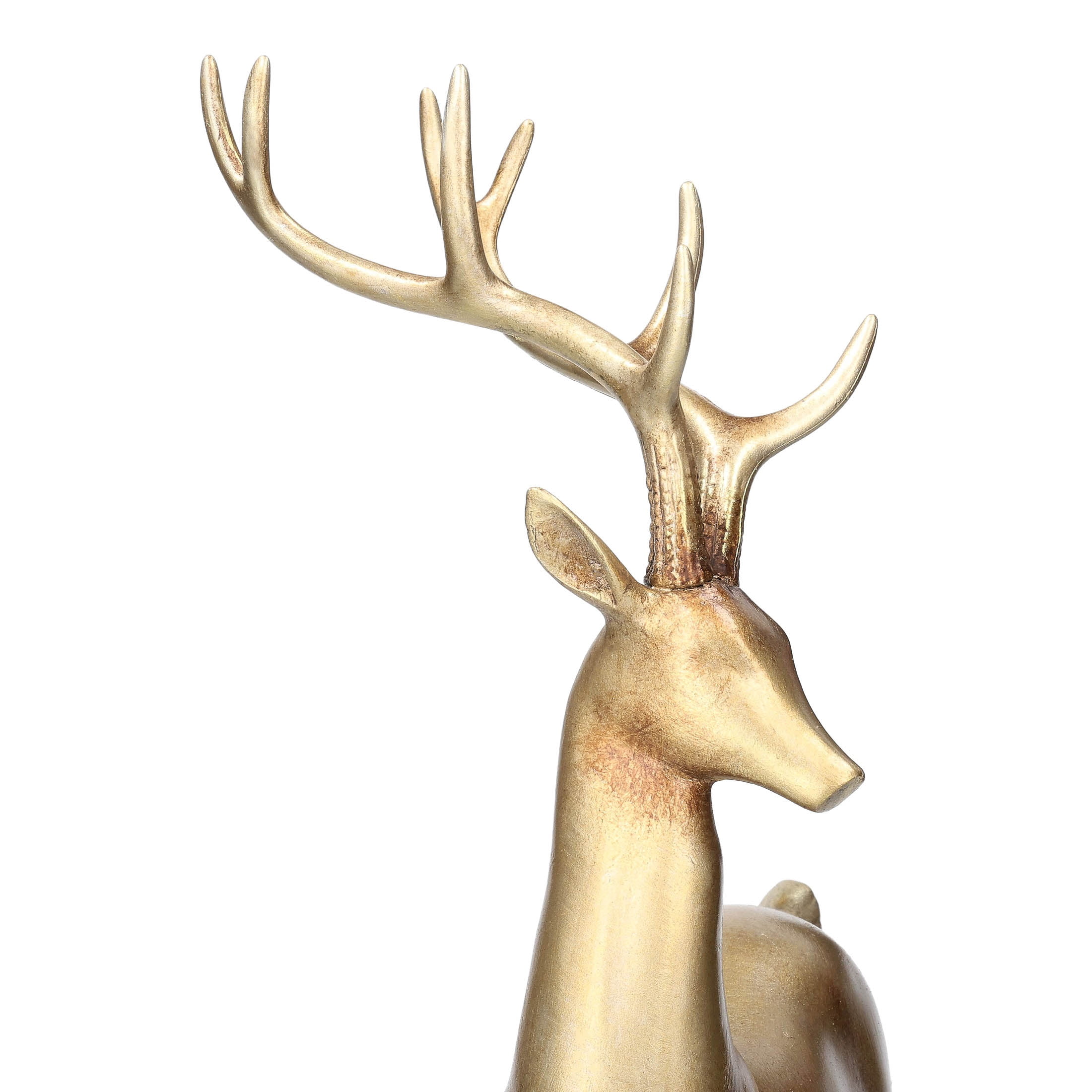 My Texas House Standing Deer Christmas Decoration, Gold, 15.5"