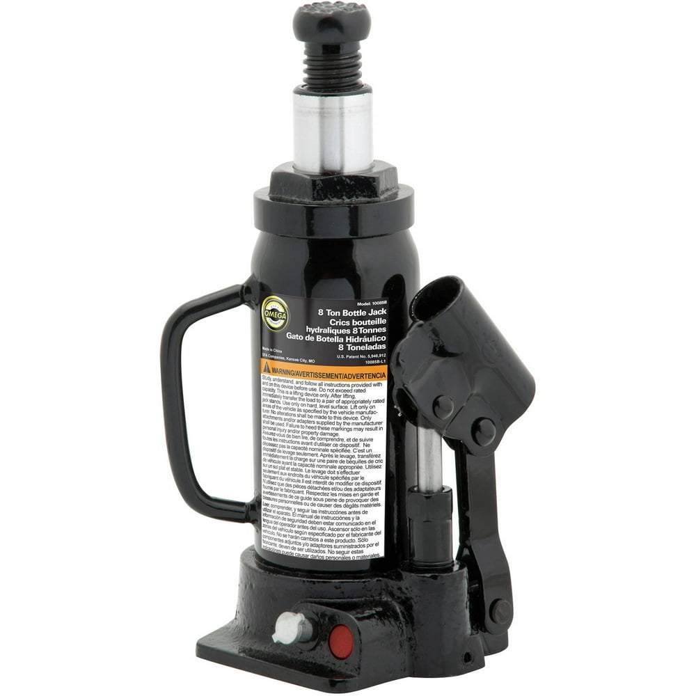 Omega 10085B Black Hydraulic Bottle Jack, 8 Ton Capacity