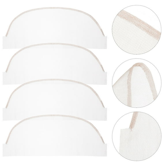 WEUVEB 4pcs Transparent Lace Closure Net Comfortable Cap with Hair for Wig Making Women