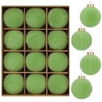 12pcs Flocked Christmas Balls, Dark Velvet Matte Flocking Tree Ornaments, Shatterproof Decorative Balls with Rich Colors, Perfect for Christmas Tree & Holiday Wreath Decoration, 2.36in, Green