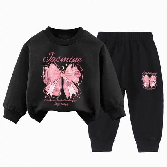 Enyan Toddler Girl Clothes 3T 4T 5T 6T 7T Little Girls Outfits Round Neck Cute Top Pants Set for Fall Winter