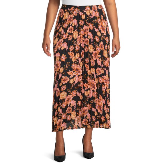 The Get Women's Plus Size Pleated Maxi Skirt