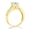 thumbnail image 3 of Wellingsale Ladies Solid 14k Yellow Gold Polished CZ Cubic Zirconia Princess Cut Engagement Ring with Side Stones - Size 9, 3 of 6