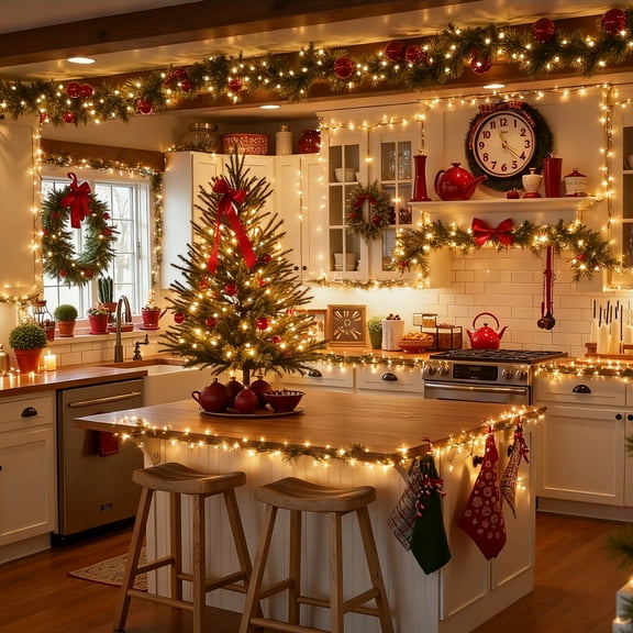 4 Pack,50 Count Mini LED Christmas Lights For Tree,16.4FT Old School Classic Clear Xmas Tree Lights Warm White,Short Strand String Lighting,8 Modes,Battery Powered Decorative Garland Light