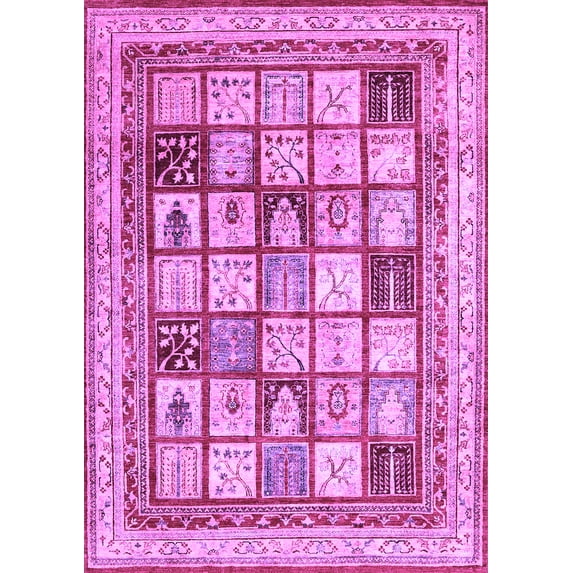Ahgly Company Indoor Rectangle Abstract Purple Contemporary Area Rugs, 2' x 3'
