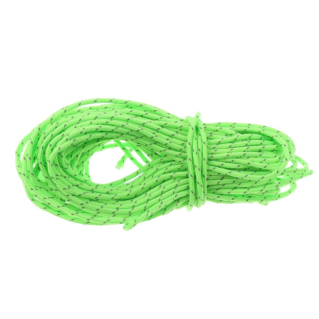 Camping Rope 50ft Fluorescent Reflective Guyline Tent Rope Nylon Cord