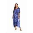 thumbnail image 3 of Beautybatik Dark blue Women Hippie Tie Dye Caftan Kaftan Loungewear Maxi Plus Size Long Dress 4X, 3 of 6