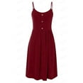 thumbnail image 6 of Besolor Women's Summer Casual Dress Spaghetti Strap Button Sundresses V Neck A-Line Beach Midi Dresses, 6 of 6