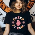 thumbnail image 3 of Creep It Real Halloween Shirt | Cute Pink Ghost Tee | Funny Pastel Spooky T-Shirt, Maroon, Size 2XL, 3 of 6