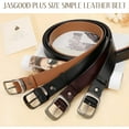 thumbnail image 7 of Plus Size Women Leather Belt Black Casual Waist Belt for Jeans Pants with Metal Pin Buckle, 7 of 7