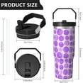 thumbnail image 4 of 30oz Handheld Travel Tumbler with Handle – Double Wall Stainless Steel Insulated Cup, Flip Straw Lid, Leak-Proof & BPA-Free for Hot and Cold Drinks – Durable Coffee & Juice Mug Pink, 4 of 7