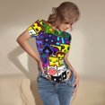 thumbnail image 3 of Goofa Geometry Dash Printed Women Rash Guard Short Sleeve,Tummy control Swimsuit Surfing Swimsuit Bathing Suit One Piece Swimsuit UPF 50-X-Large, 3 of 7