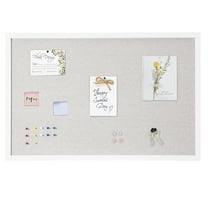 SKYSHALO 36"x24" Linen-Covered White Corkboard – Wall-Mountable Display Board for Home, School, Office – Sleek & Practical Message Board