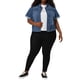 thumbnail image 2 of Chaqueta de mezclilla de mujer plus size Agnes Orinda con botones y mangas cortas, 5X, azul, 2 of 7