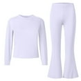 thumbnail image 3 of Eltusu Girls Knitting Cotton Outfit Sets, Elastic Waist Solid Color Long Sleeve Two Pieces Blouses and Pants Sets White Size 10-11T, 3 of 4