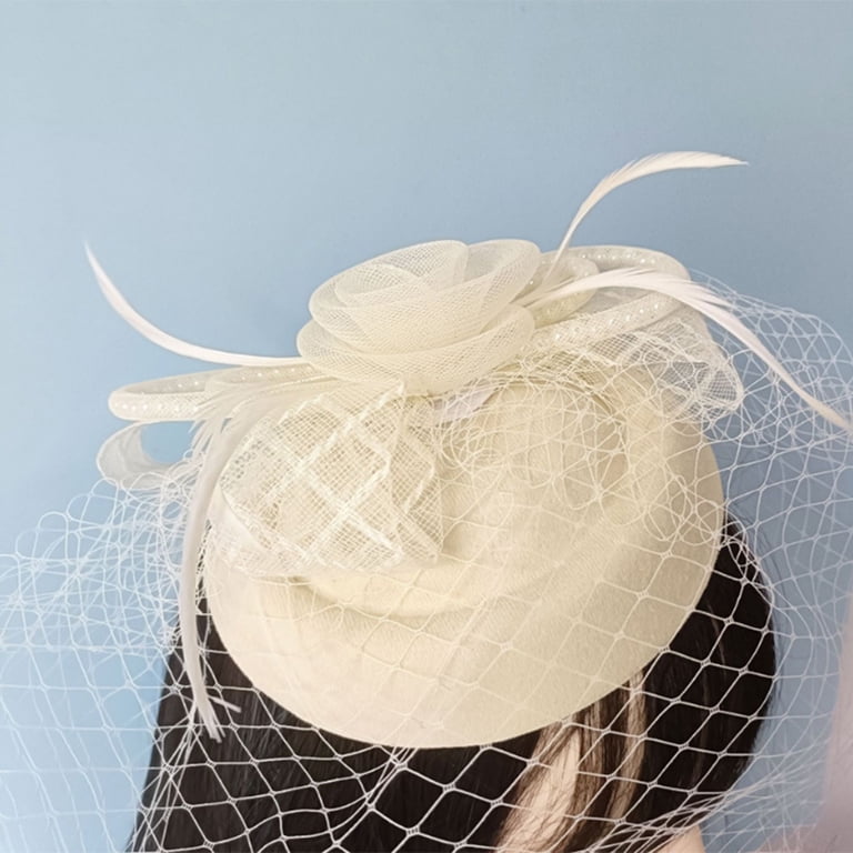 rygai Women Mini Hat Vintage Mesh Fishnet Solid Color Hair  display picture 1