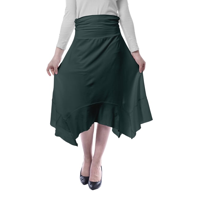 Moomaya Jupe Midi Mouchoir pour Femmes Taille Haute Décontractée Été