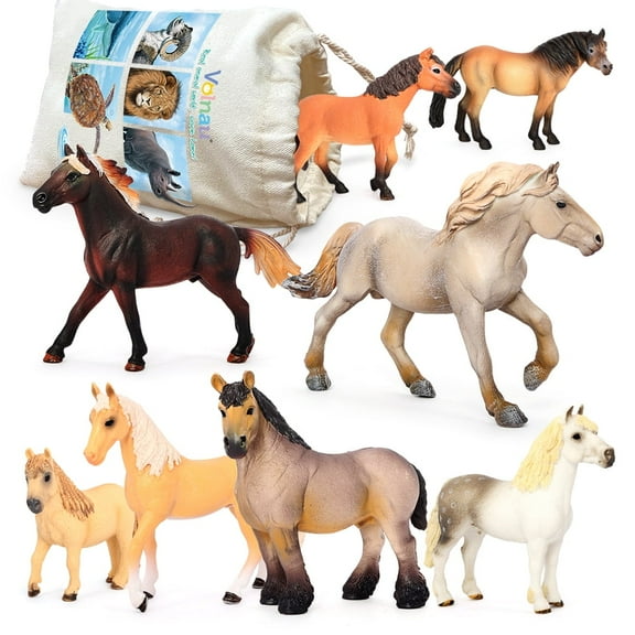 Volnau Horse Toys Figurines 8PCS Animal Farm Figure for Christmas Birthday Gift  Preschool Pack