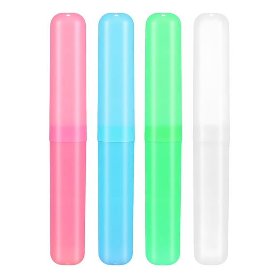 BPPEG 4Pcs Toothbrush Travel Case,Portable Plastic Tooth Brush Holder,Travel Toothbrush Holder for Home,School,Camping and Bathroom
