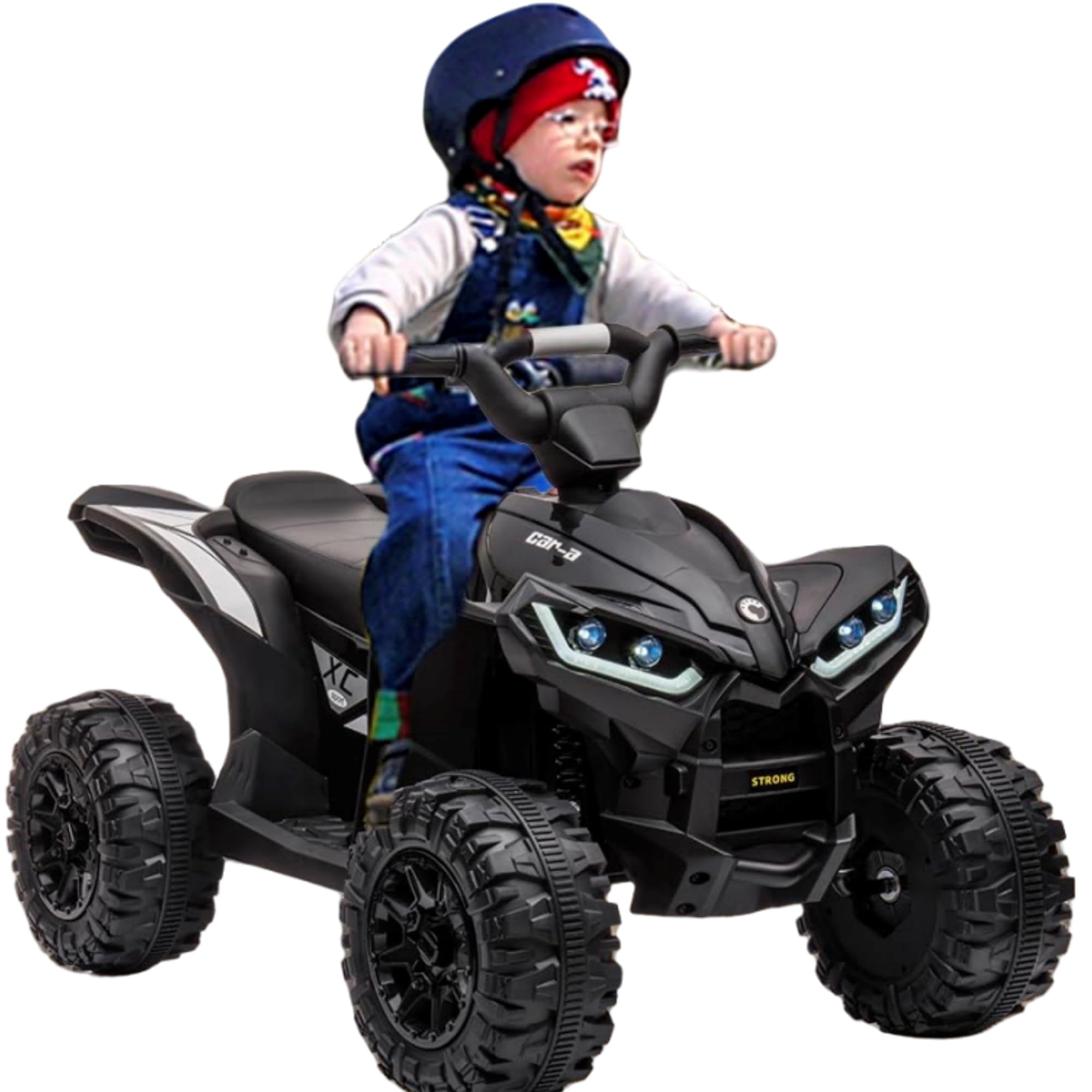 TROPOW Electric Ride On Cars with Remote Control,Kids Ride On ATV 4 Wheeler, Electric Battery-Powered with Remote Control, Music, Horn, Led Lights, USB Port, Treaded Tires