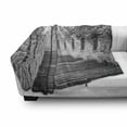 thumbnail image 3 of China Soft Flannel Fleece Throw Blanket, Black and White Panorama of Traditional Landmark Cultural Ruins Image, Cozy Plush for Indoor and Outdoor Use, 50" x 70", Grey, by Ambesonne, 3 of 6
