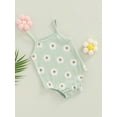 thumbnail image 3 of Cenuakty Newborn Baby Summer Romper, Sleeveless Spaghetti Strap Daisy Print One Piece Bodysuit, 3 of 9