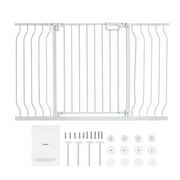BENTISM 30" Extra Tall Baby Gate for Stairs Doorways, Fits Openings 29.5" to 53" Wide, Auto Close Extra Wide Dog Gate for House, Pressure Mounted Easy Walk Through Pet Gate with Door, White