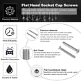 thumbnail image 3 of Uxcell M8 x 60 mm Flat Head Socket Cap Screws, 5 Pack 304 Stainless Steel 18-8 Machine Screws Flat Countersunk Bolts, 3 of 7