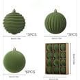 thumbnail image 3 of TETOU 12Pcs 3.15" Velvet Christmas Balls Flocked Christmas Tree Ornaments Christmas Tree Hanging Velvet Ornaments Ball for Christmas Holiday Wedding Party Home Decor(Avocado Green), 3 of 7