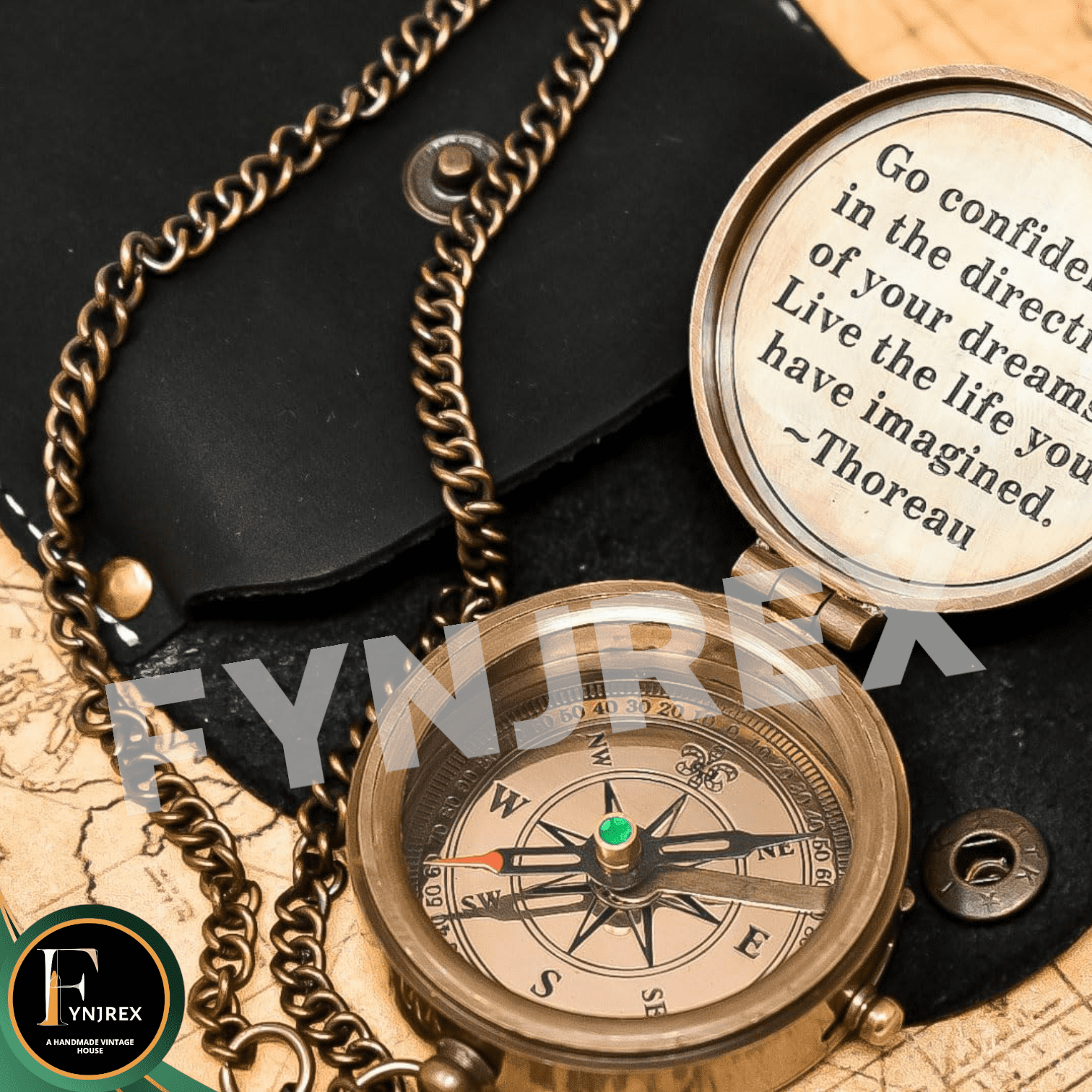 Thoreau’s “Go Confidently in the Direction of Your Dreams” Engraved Brass Compass – Inspirational Graduation Gift for Him, Adventure, Boating & Hiking Keepsake