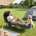 thumbnail image 4 of Foldable Guest Bed with Mattress, Outdoor Camping Cot with 4-Position Adjustable Reclining Nap Chair for Home Office, Supports 250LBs, Black, 4 of 6