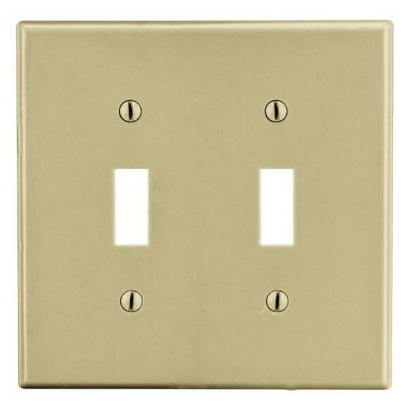 Hubbell Wiring Device-Kellems TglSwchWllPlt,Stnd;Ivory,2Gng,Smth Stn P2I
