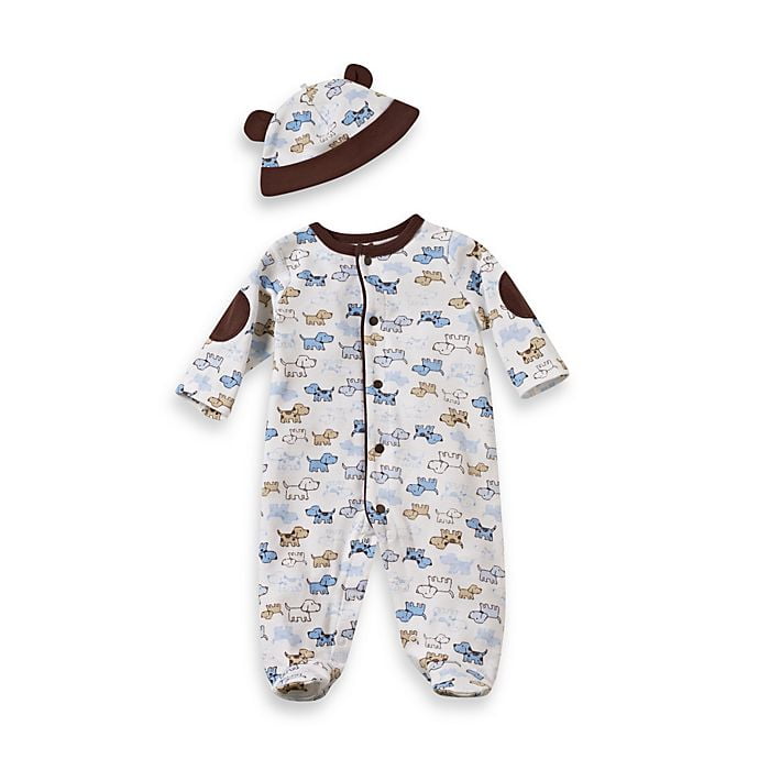 Little Me Baby Boy Newborn Cute Puppies Footie White Print Newborn