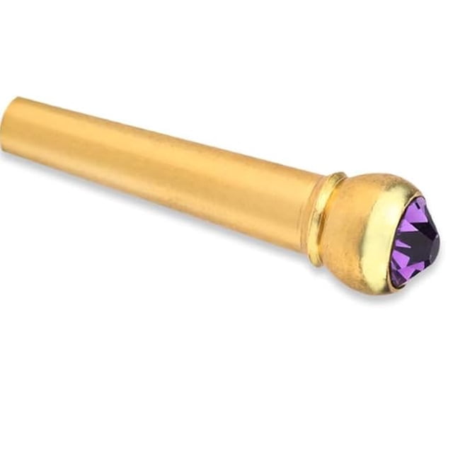 6 uds. Pasador de puente, Material de cobre, clavija de puente para guitarra acústica popular, clavo con punto de cristal colorido (púrpura)