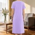 thumbnail image 4 of Akafmk Tshirt Nightgowns for Women Cottons Pajamas Dress Crew Neck Short Sleeve Nightshirts Solid Below-the-Knee Sleepwear Nightdress, Sizes S, 4 of 6