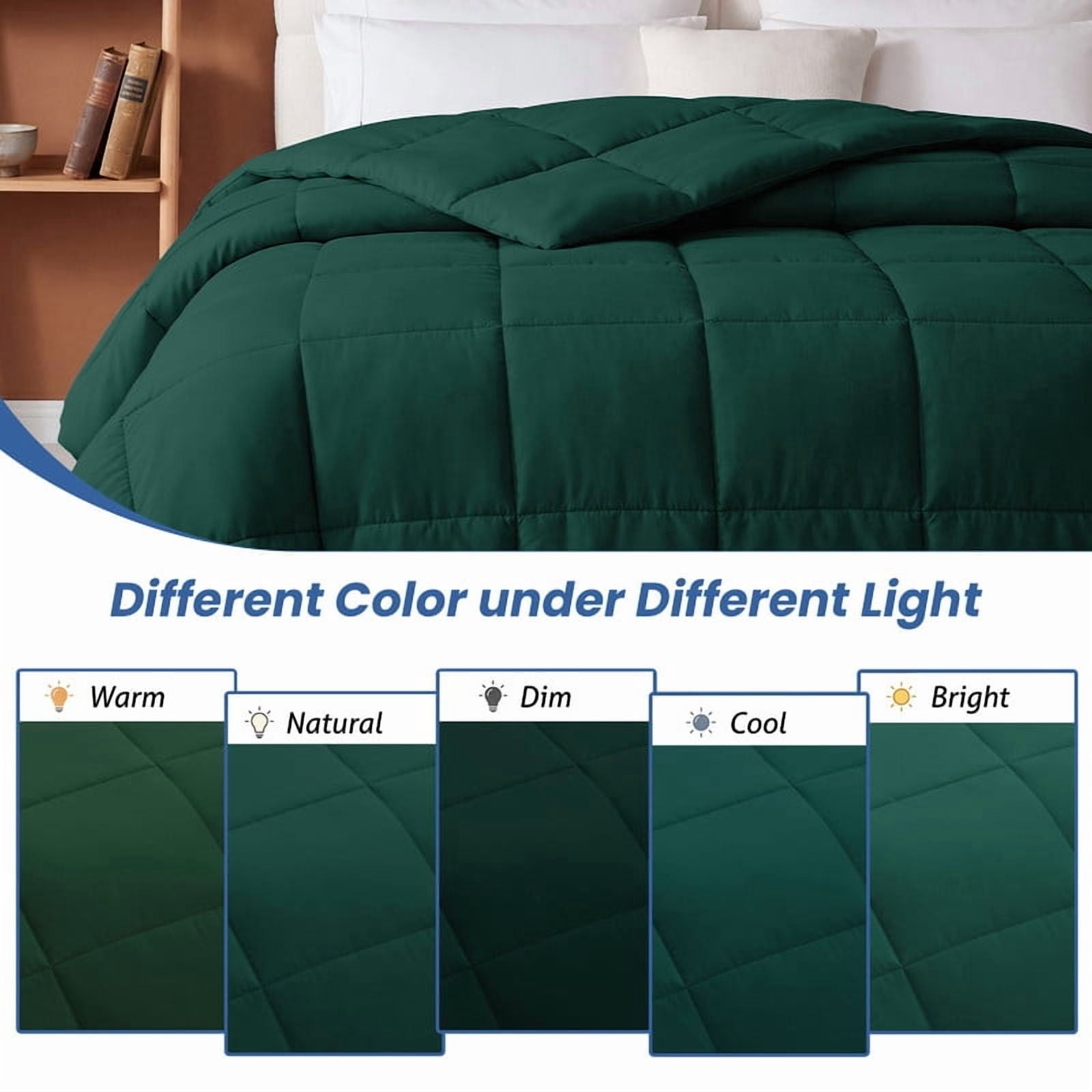 Bedding Comforter Down Alternative Twin Size, Cooling Duvet Insert with Corner Tabs and Box Stitched, Lightweight Bedding Quilted Comforter for All Season, Green