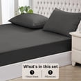 thumbnail image 2 of 1000 Thread Count 3 Piece (1- Fitted Sheet + 2- Pillow cover) Quality 27 Inch Deep Pocket 100% Egyptian Cotton Color Dark Grey Solid Size King, 2 of 6