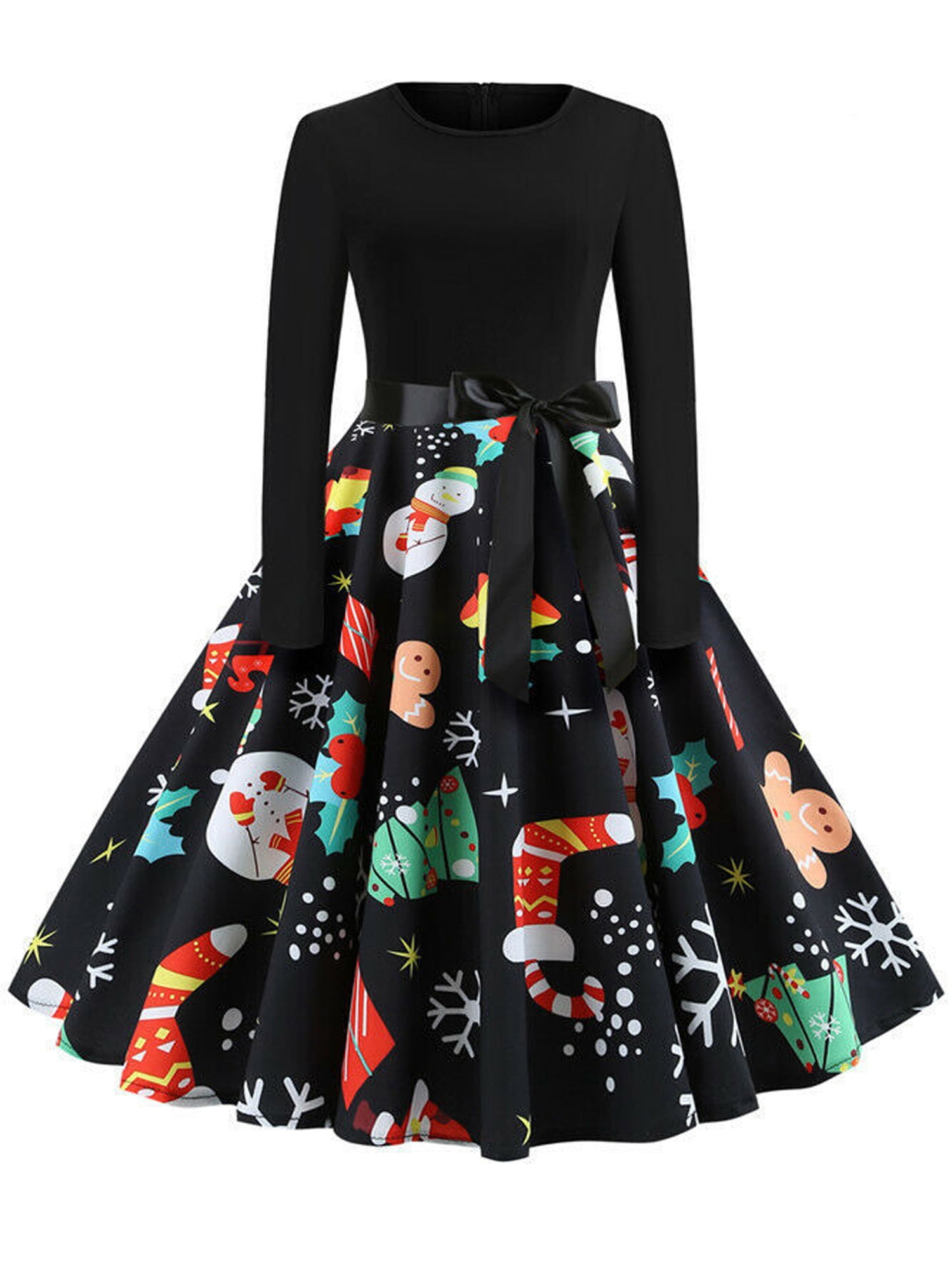 christmas print swing dress