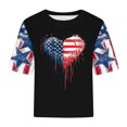 thumbnail image 4 of Tops de Hombro para las Mujeres de Verano, Día de la Independencia Impreso, Cuello Redondo de Manga Corta, 4 of 8