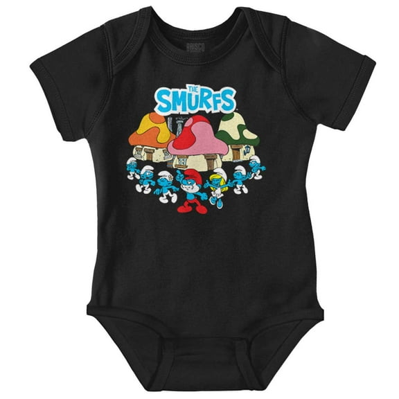 Smurfs Village Mushroom Dance Party Romper Boys or Girls Infant Baby Brisco Brands NB
