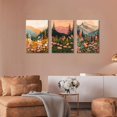 thumbnail image 3 of Mountain Canvas Wall Art, Daisy Flowers Field Landscape Poster, Boho Sunset Wall Print for Nursery Bedroom, Set of 3 Rustic Floral Picture Wall Decor, Nature Wildflower Art Wrapped Canvas, 3 of 6