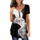 thumbnail image 1 of Gibobby Camisas mexicanas con cuello en V para mujer Mujer Casual manga corta botón cuello en V suelta camiseta Top(Blanco,CH), 1 of 4