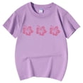 thumbnail image 4 of Chemises Filles Enfants Décontractées Imprimées Col Rond Manches Courtes T-Shirt Décontracté Hauts, T-Shirts Violets 5 Ans-6 Ans, 4 of 5