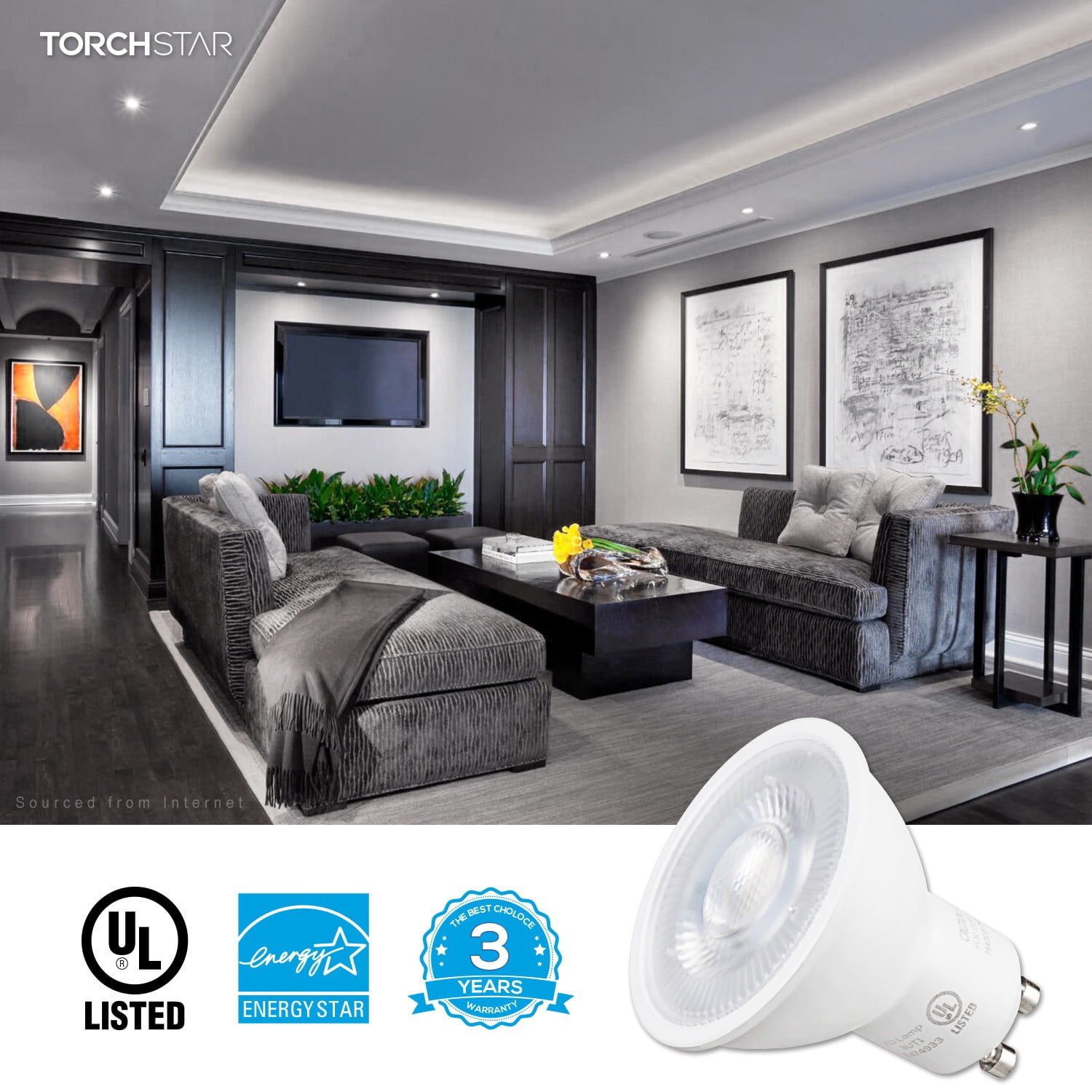 24 Pack MR16 GU10 LED Light Bulb, Dimmable 6.5W (50W Equivalent), UL-Listed, 5000K Daylight