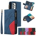thumbnail image 1 of Zipper Wallet Case for Samsung Galaxy A23 5G Large Capacity Card Slots Holder Magnetic Cover, Luxury PU Leather Anti-Shock Flip Folio Case with Kickstand Wrist Strap Handbag Protective Case,Blue, 1 of 7