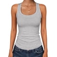 thumbnail image 3 of ANRABESS Womens Scoop Neck Ribbed Tank Tops Knit Sleeveless Racerback Workout Tops Slim Fitted Basic Cami Shirts Casual Summer Outfits Bright Gray XS, 3 of 12